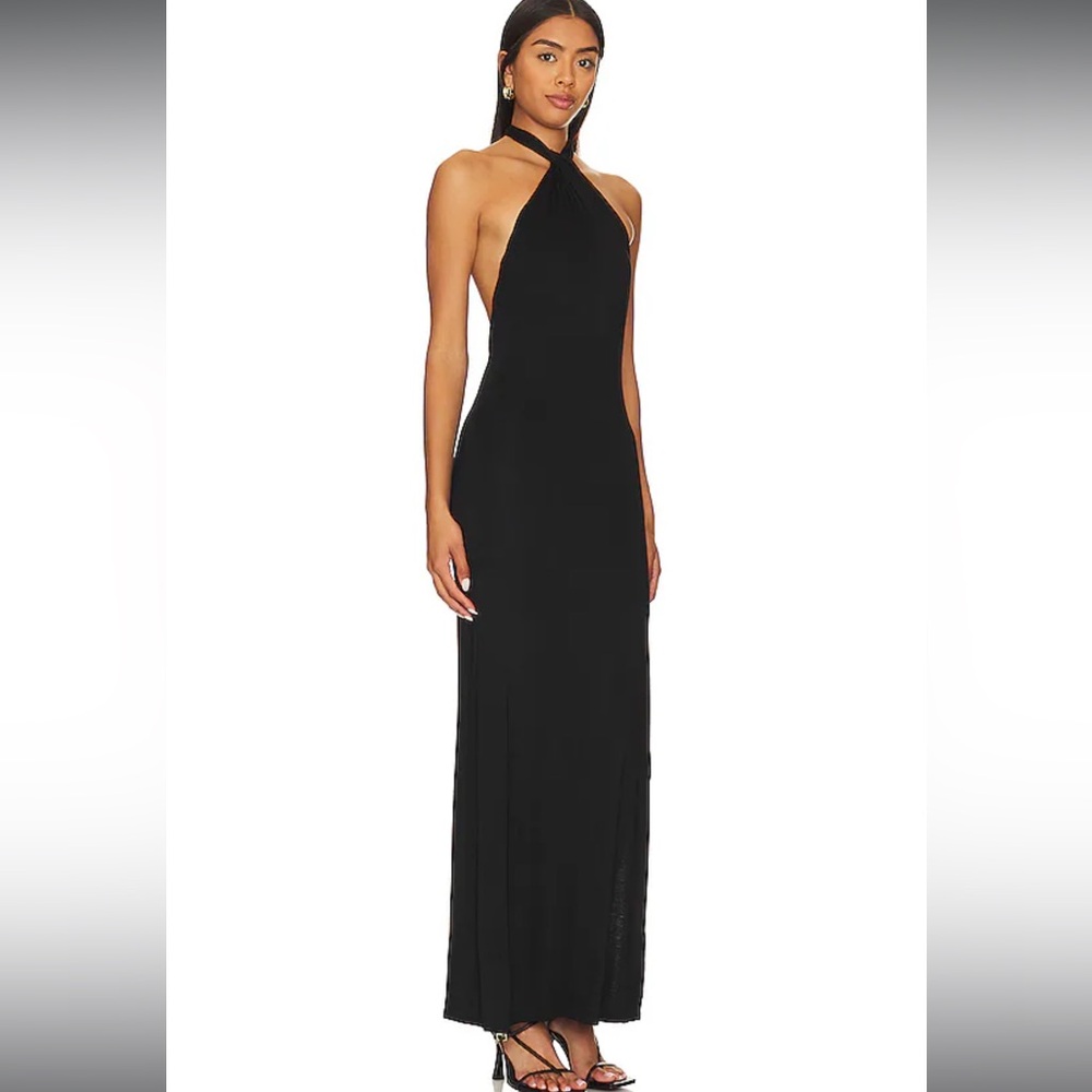 Alice + Olivia NWT Black Maxi Halter Amaya Dress - Picture 2 of 7
